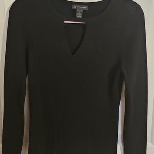 INC International Concepts Black Keyhole Blouse
